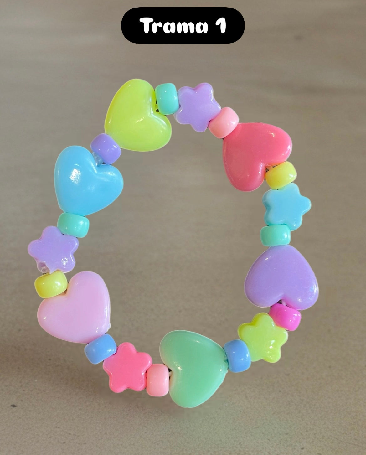 Bracciale Beads giro beads stelline  e cuori large vari colori
