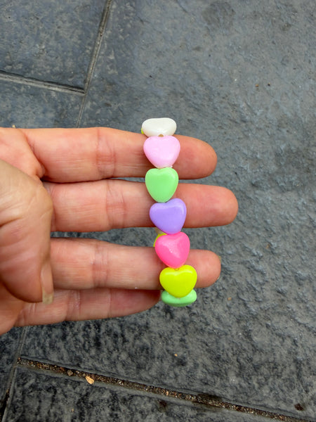 Bracciale colors Beads giro cuori small effetto colori pastello e neon senza celeste