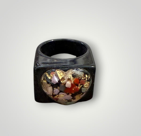 Anello resina cuore mosaico l’anello sceglie dove andare vari colori