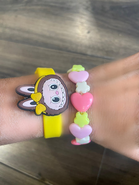 Bracciale Beads giro stelline  e cuori large vari colori