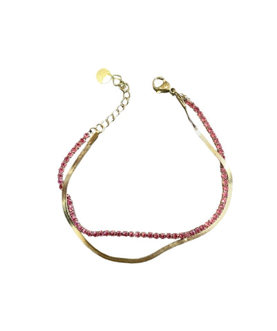 Bracciale doppio tennis e snake rosa