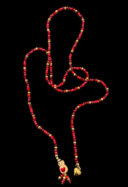 Collana Chinitos  de La Buena  Suerte rosso brillante oro burgundy rosso intenso