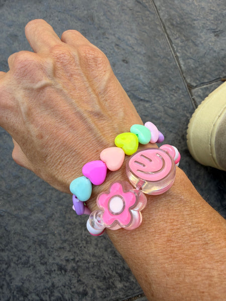 Bracciale colors Beads giro cuori small effetto lucido multicolor