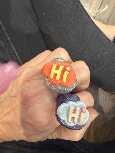Anello cuore glitter resina nuvoletta Hi vari colori