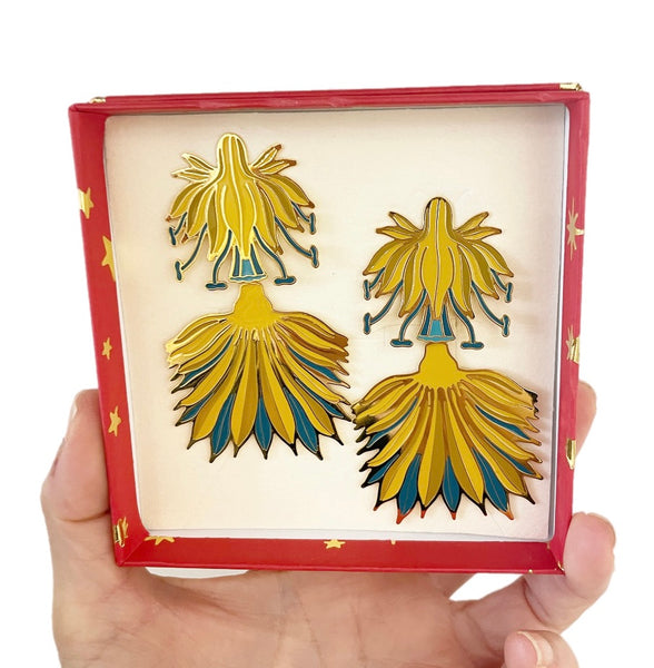 Coppia orecchini principessa glam winter Flower Yellow Acanthus