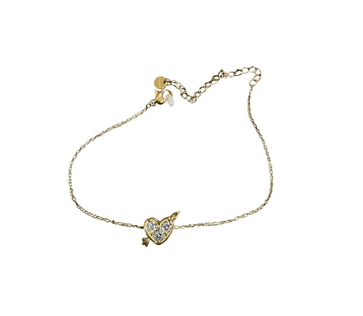 Bracciale cuoricino freccia due varianti colore con crystal