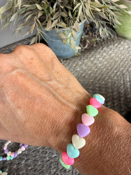 Bracciale colors Beads giro cuori xsmall colori pastello