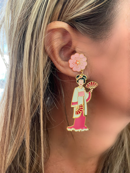 Coppia orecchini principessa glam geisha lanterna