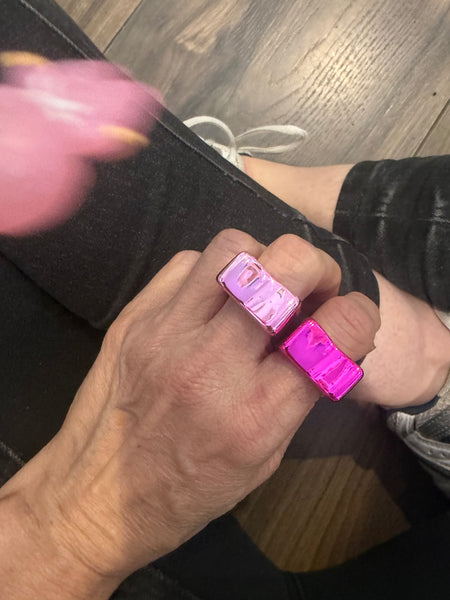 Anello resina metallizzata barretta aperta vari colori