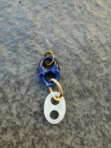Mono orecchino Marine Florida blu e bianco opal
