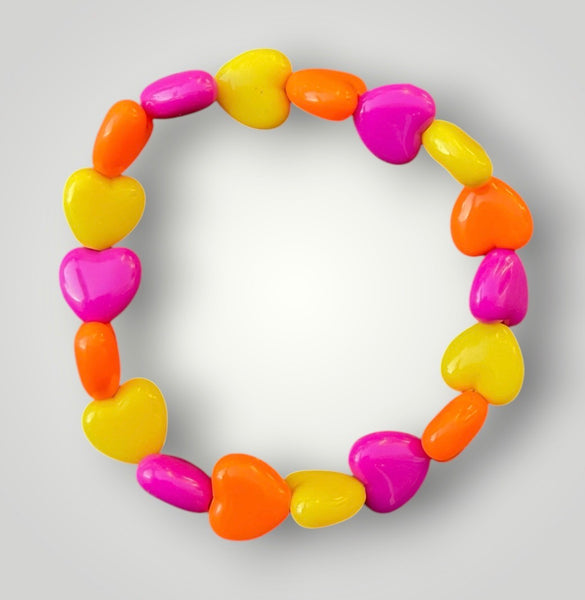 Bracciale colors Beads giro cuori small effetto lucido ciclamino arancione giallo