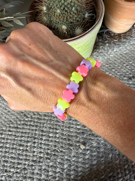 Bracciale colors Beads giro stelline   Lilla fuxia giallo