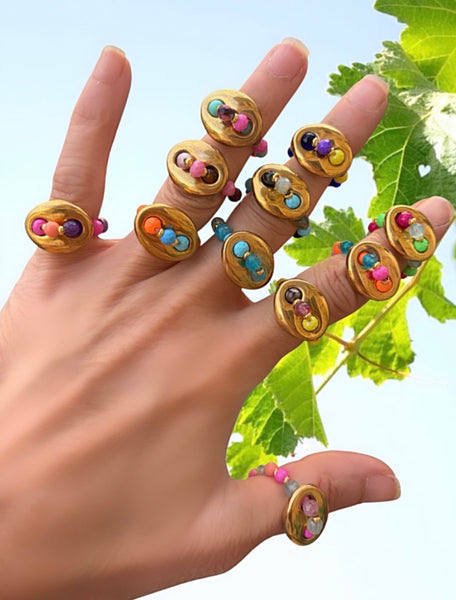 Anello Colors ovale chain e cristalli