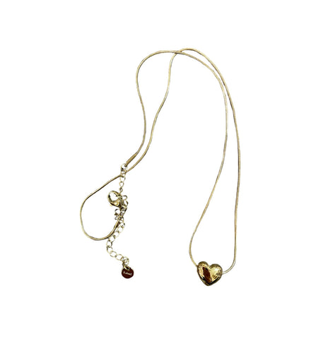 Collana mini cuore puff orizzontale micro snake tubolare due varianti colore