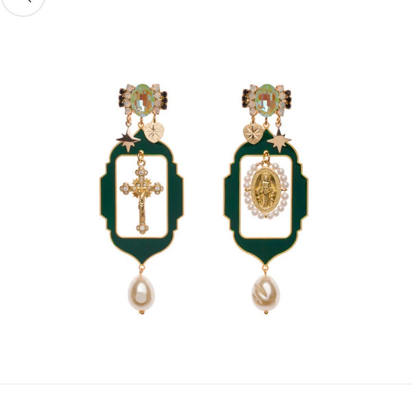 Coppia orecchini principessa Glam Gitan Forest Green