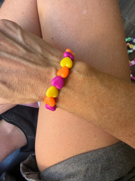 Bracciale colors Beads giro cuori small effetto lucido ciclamino arancione giallo