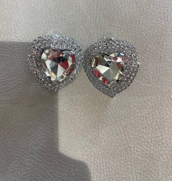 Coppia orecchini Big cuore strass