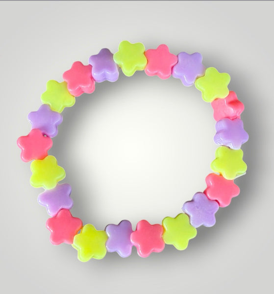 Bracciale colors Beads giro stelline   Lilla fuxia giallo