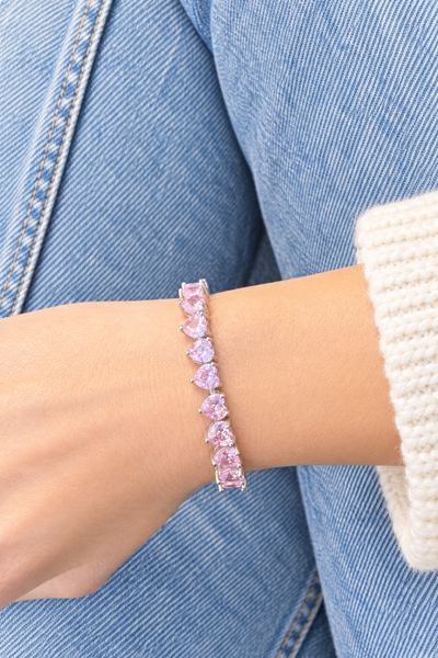 Bracciale tennis cuore vari colori