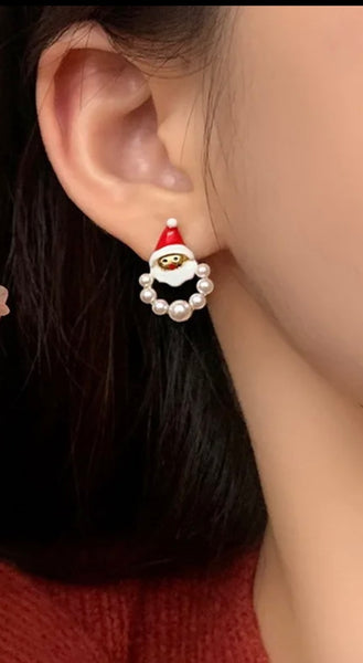 Mono orecchino Christmas Edition Babbo Natale perle
