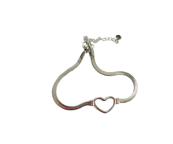 Bracciale snake piatto cuoricino due varianti colore