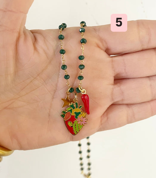 Collana principessa glam remedios corazon cuore anatomico vari colori