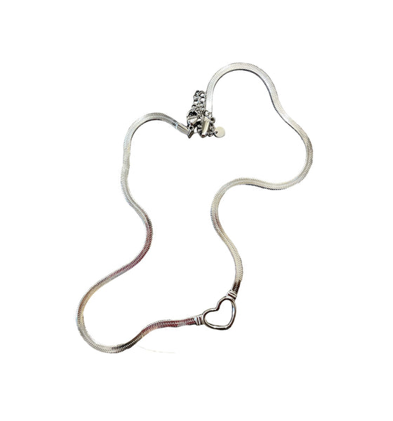 Collana snake piatto cuore due varianti colore