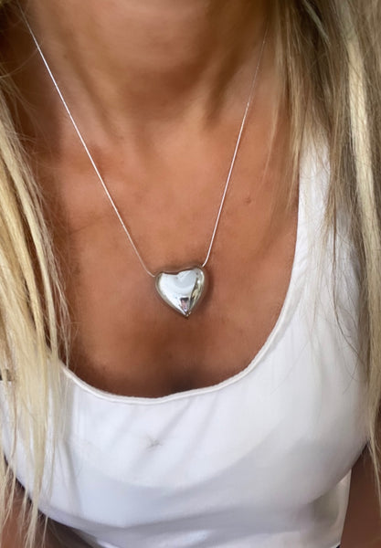 Collana mini snake tubolare cuore puff