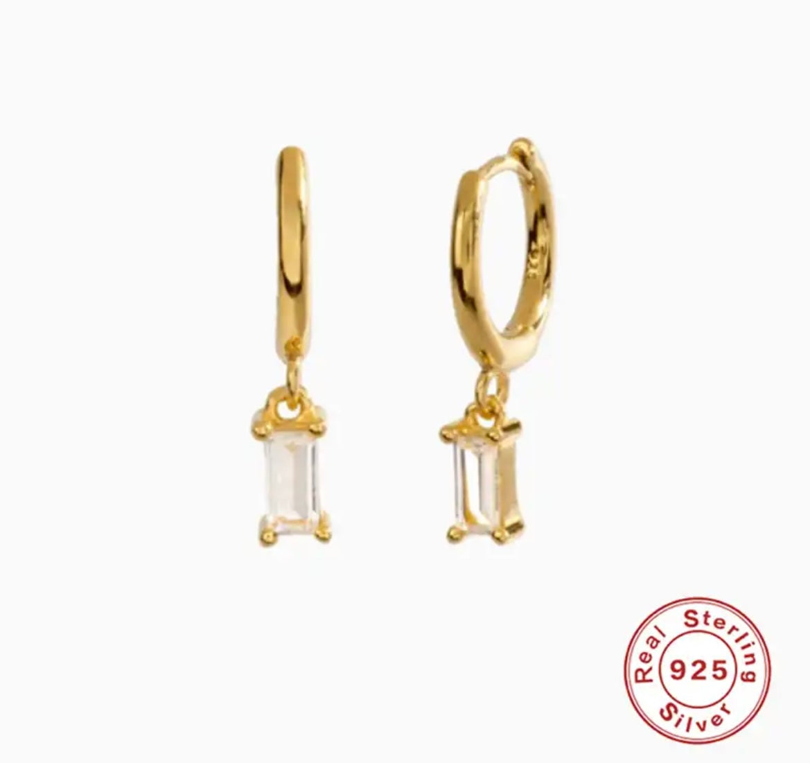 Mono orecchino Baquette argento 925