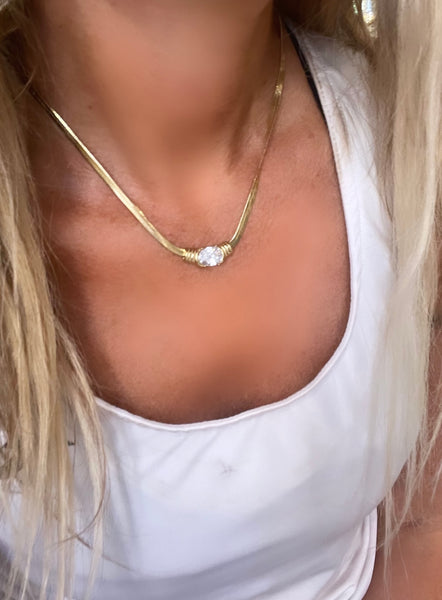 Collana snake piatto con punto luce