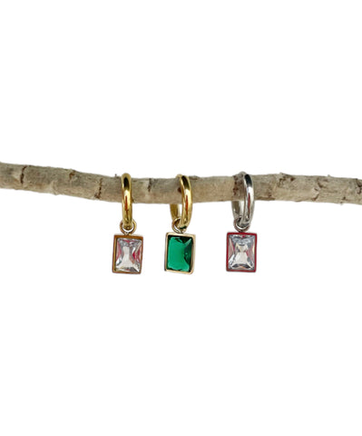 Mono orecchino baquette crystal medium