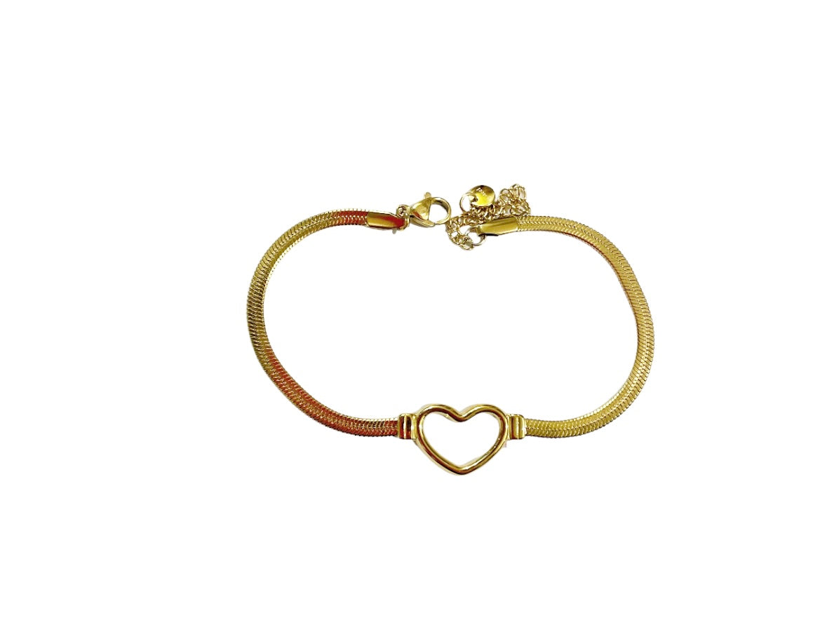Bracciale snake piatto cuoricino due varianti colore