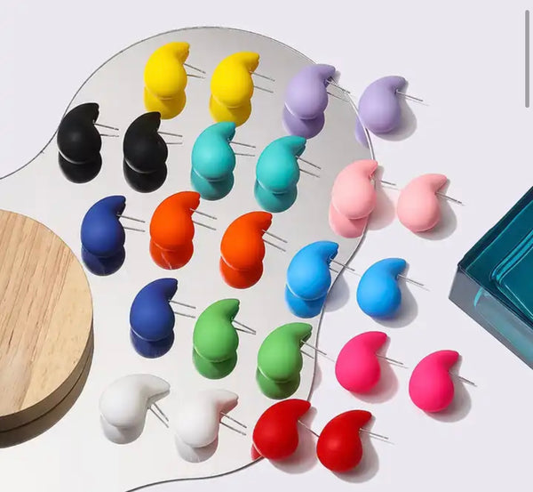 Coppia orecchini teardrop goccia 3d resina e argento 925 vari colori