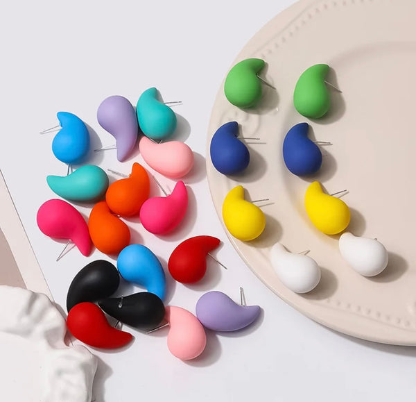 Coppia orecchini teardrop goccia 3d resina e argento 925 vari colori