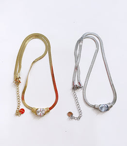 Collana snake piatto con punto luce