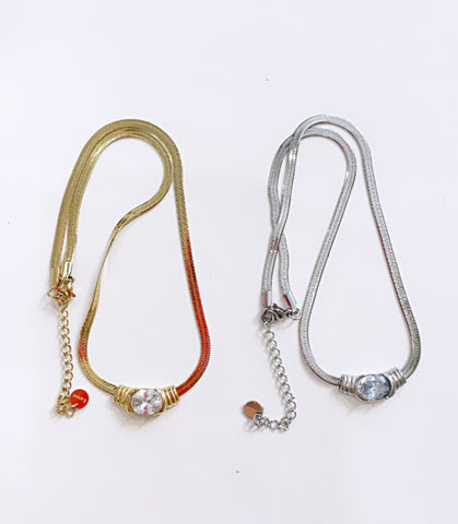 Collana snake piatto con punto luce