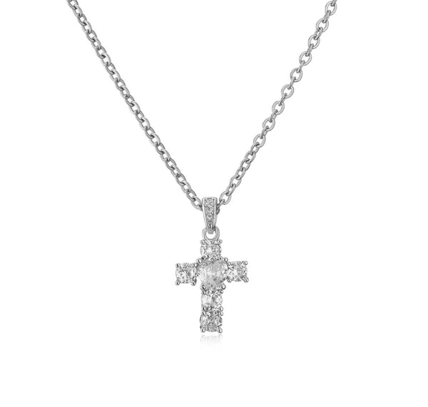 Collana croce con cuore Krystal vari colori