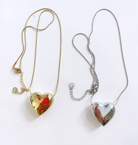 Collana mini snake tubolare cuore puff