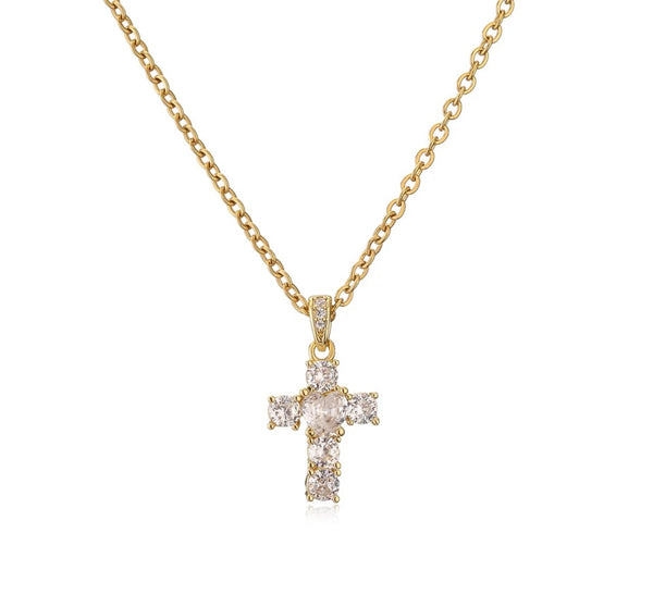 Collana croce con cuore Krystal vari colori