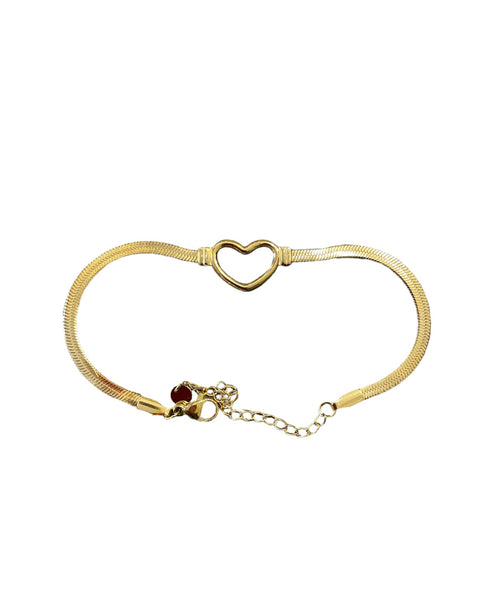 Bracciale snake piatto cuoricino due varianti colore