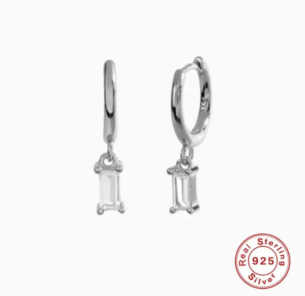 Mono orecchino Baquette argento 925