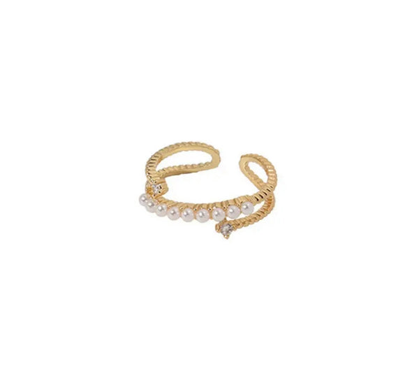 Anello doppio micro perle e punti luce