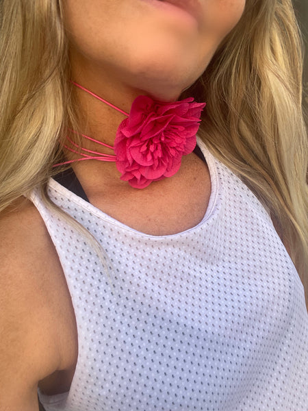 Collana collarino laccio lungo con fiore