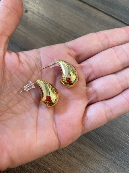 Coppia orecchini teardrop goccia 3d misura small piccola due varianti colore