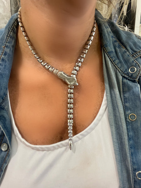 Collana serpente liscio con pinza due varianti colore