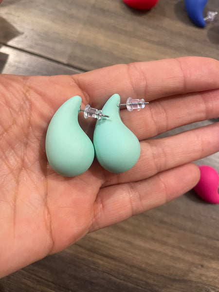 Coppia orecchini teardrop goccia 3d resina e argento 925 vari colori