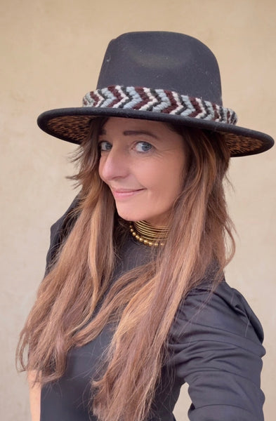 Cappello  Fedora Double face interno maculato cin fascia estraibile