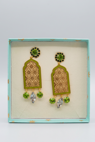 Coppia Orecchini Principessa Glam Mun Green Envy