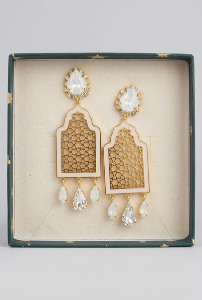 Coppia Orecchini Principessa Glam Golden Ivory