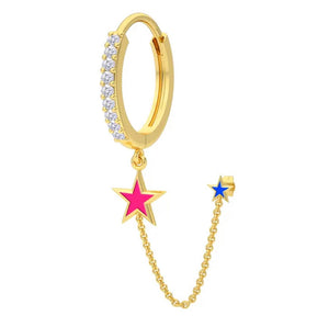 Mono orecchino doppio buco stelline argento 925